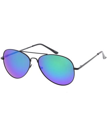 3479BLK/RV Unisex Metal Standard Aviator Black Frame w/ Color Mirror Lens