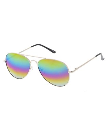 3555RV/MH Unisex Metal Aviator Spring Temples w/ Rainbow Mirror Lens