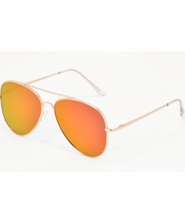 4007GLD/RV Unisex Large Metal Aviator Gold Frame w/ Color Mirror Flat Lens