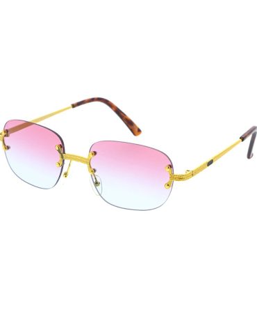 5098COL Unisex Metal Medium ’90s Vintage Inspired Rimless Frame w/ Two Tone Lens