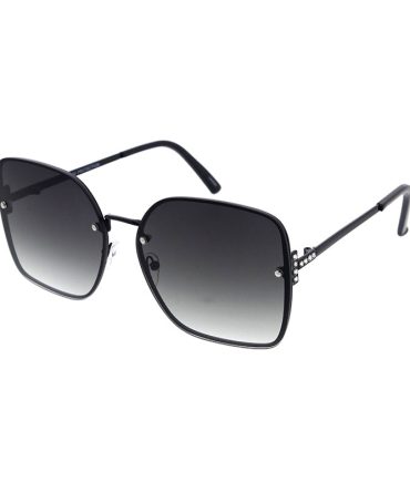5142RH Women’s Metal Large Square Rimless Frame w/ Rhinestone Temple Accent