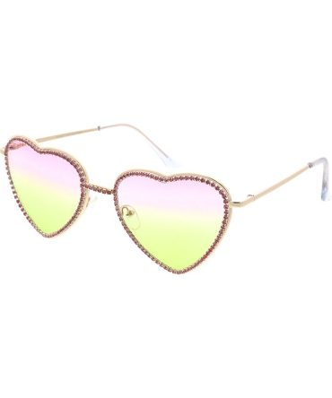5155HRT/RH Women’s Metal Medium Heart Shaped Frame w/ Two Tone Color Lens & Rhinestone Border