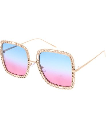 5172COL Women’s Metal Large Rounded Square Chain Link Frame w/ Color Lens