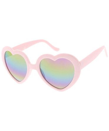 6219RV Women’s Plastic Large Heart Frame w/ Rainbow Mirror Lens