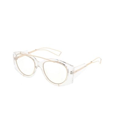 7307CLR Unisex Combo Large Vintage Inspired Crystal Clear Frame w/ Metal Inset Accents and Clear Lens