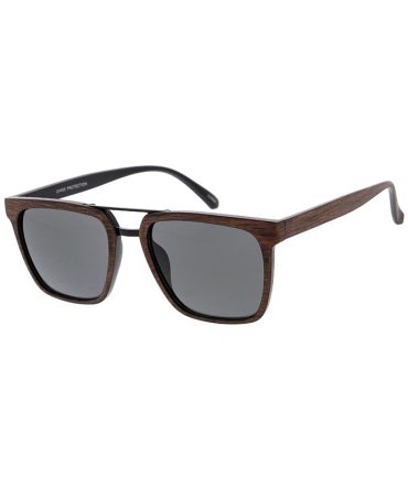 7708 Unisex Plastic Medium Square Double Bridge Woodgrain Texture Frame