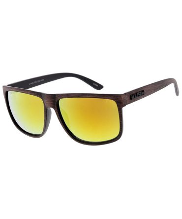 7737KSH/RV KUSH Plastic Medium Flat Top Woodgrain Textured Frame w/ Color Mirror Lens