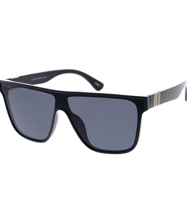 7927 Unisex Plastic Medium Rectangular Flat Top Shield Frame w/ Metal Accent Hinge