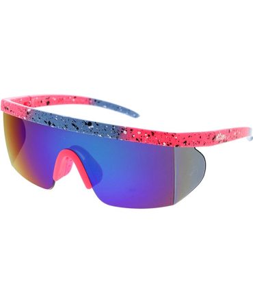 80046KSH/RV KUSH Plastic Large Rectangular Half Frame ’80s Retro Shield w/ Color Mirror Lens