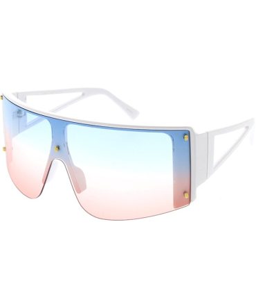 80051COL Women’s Plastic Oversized Half Frame Shield Wrap Frame w/ Two Tone Lens