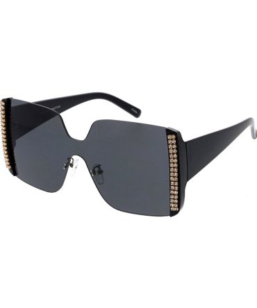 80070RH Women’s Plastic Large Square Shield Frame w/ Rhinestone Adornment