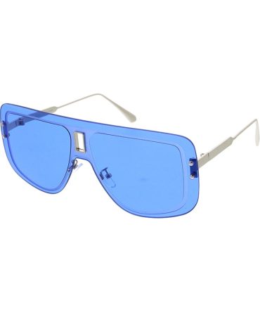 80095COL Women’s  Large Flat Top Rimless Shield Designer Inspired Frame w/ Color Lens