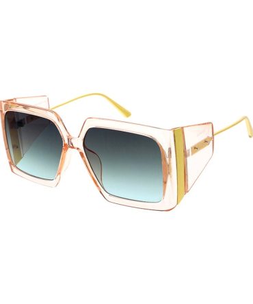 80098COL Women’s Plastic Large Rectangular Thick Frame w/ Color Lens, and Metal Accent