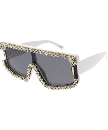 80130RH Women’s Plastic Large Rectangular Shield Frame w/ Rhinestone Adornments