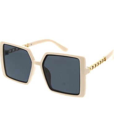 80207 Women’s Plastic Large Square Frame w/ Chain Temple Accent