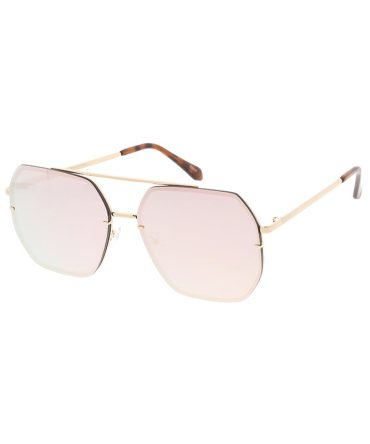 4771RV Women’s Metal Large Geometric Rimless Frame w/ Color Mirror Lens