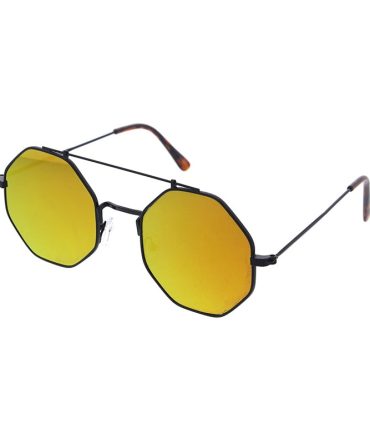 5146REV Medium Unisex Metal Retro Octagon Aviator w/ Color Mirror