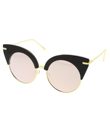 7076RV Women’s Combo Large Round Cat Eye Frame w/ Color Mirror Lens