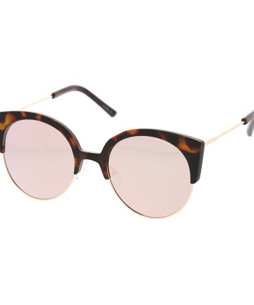 7111RV Women’s Combo Large Round Cat Eye Frame w/ Color Mirror Lens
