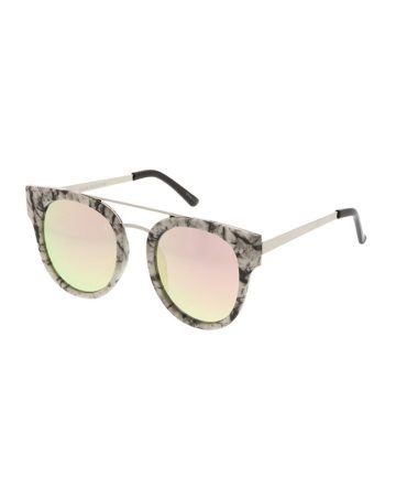 7253RV Women’s Combo Large Round Cat Eye Double Bridge Frame w/ Color Mirror Lens