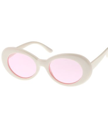 7268WHT/COL Women’s Plastic Oval Retro White Frame w/ Color Lens Clout Goggles