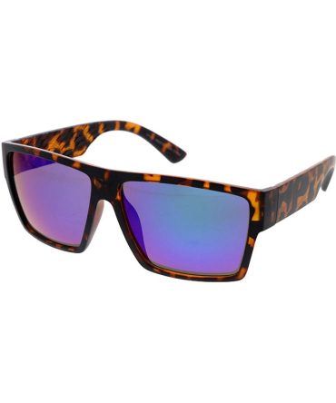 80228ME/RV Men’s Plastic Casual Medium Rectangular Flat Top Frame w/ Color Mirror Lens