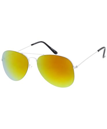 3593WHT/RV Unisex Metal Large Aviator White Frame w/ Color Mirror Lens