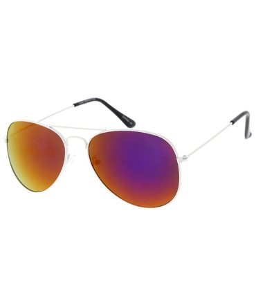 3594WHT/RV Unisex Metal Large Aviator White Frame w/ Color Mirror Lens