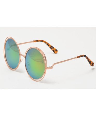 3798RV Women’s Metal Oversized Double Wire Round Frame w/ Color Mirror Lens
