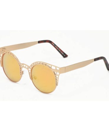 4068RV  Women’s Metal Small Top Brow Cat Eye Frame w/ Color Mirror Lens