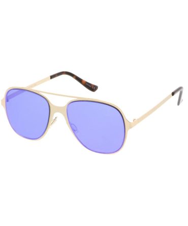 4379REV Unisex Metal Large Thin Aviator Frame w/ Spectrum Color Mirror Lens