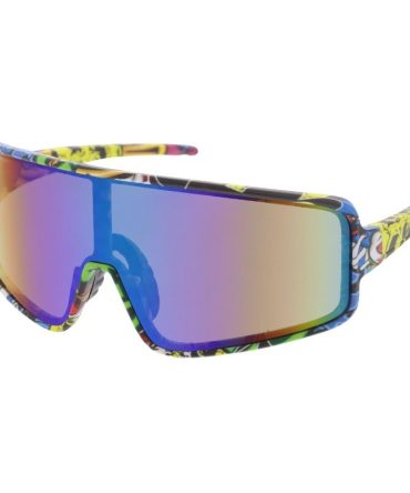 80378ME Men’s Plastic Sport Large Shield Multi-Colored Printed Frame