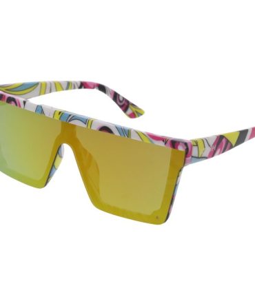 80417KSH KUSH Unisex Plastic Large Flat Top Rimless Shield Multi-Colored Printed Frame