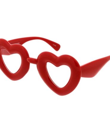80557HRT/CLR Unisex Plastic Large Puffy Heart Frame w/ Clear Lens