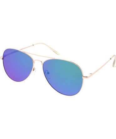 4006GLD/RV Unisex Standard Metal Aviator Gold Frame w/ Color Mirror Flat Lens
