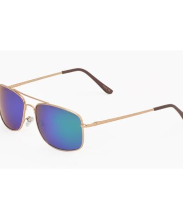 3606GLD/RV Unisex Metal Medium Square Aviator Gold Frame w/ Color Mirror Lens
