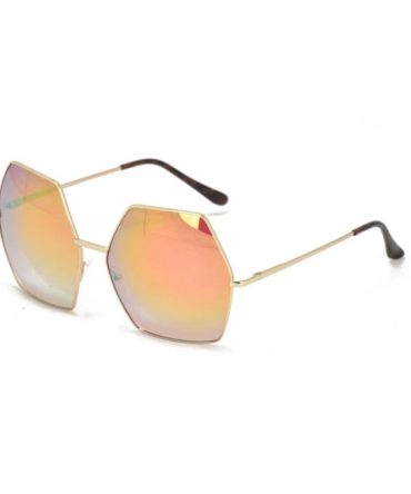 4048RV Women’s Metal Large Hexagonal Vintage Inspired Frame w/ Color Mirror Lens