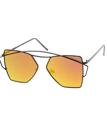4363RV Women’s Metal Large Double Wire Geometrical Aviator Frame w/ Color Mirror Lens