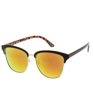 4369RV Women’s  Metal Large Cat Eye Frame w Color Mirror Lens