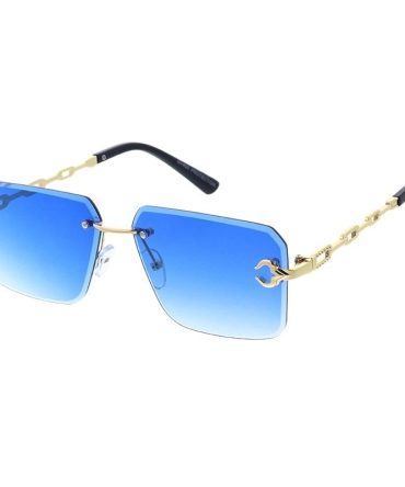 5242 Unisex Metal Medium Rectangular Rimless Frame w/  Diamond Cut Lens & Metal Accent