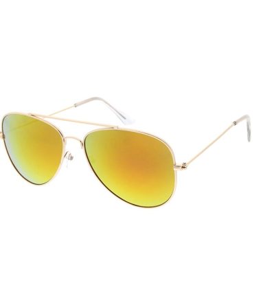 3687GLD/RV Unisex Metal Large Aviator Matte Gold Frame w/ Color Mirror Lens