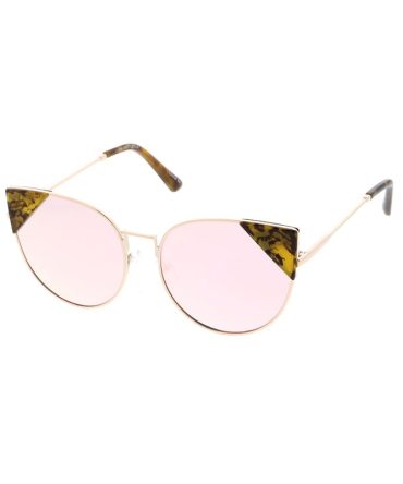 4547RV Women’s Metal Large Cat Eye Wingtip Frame w/ Color Mirror Lens