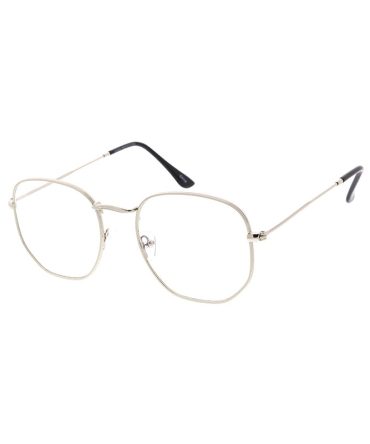 4891BLF/CLR Unisex Metal Medium Classic Rounded Square Hipster Blue Light Filtering Clear Lens Computer Glasses
