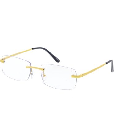 5023BLF/CLR Unisex Metal Small 90s Vintage Inspired Rimless Blue Light Filtering Clear Lens Computer Glasses