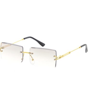 5037 Unisex Metal Small Rectangular Diamond Cut Rimless Retro ’90s Frame
