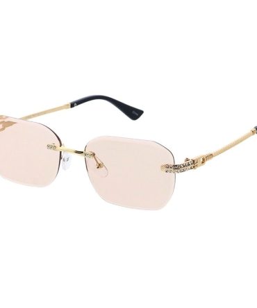 5243RH Unisex Metal Medium Rectangular Rimless Frame w/ Diamond Cut Lens & Rhinestone Accent