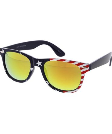 6265USA/RV Unisex Plastic WF Frame w/ USA Flag Print and Color Mirror Lens