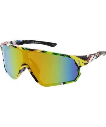 80196ME Men’s Large Plastic Sport Shield Multi-Colored Printed Frame