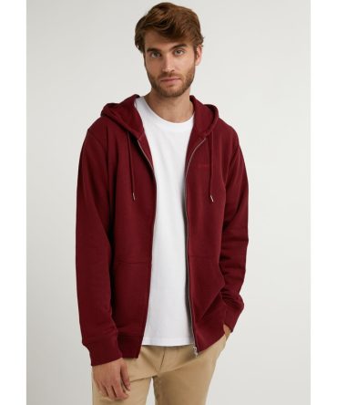 Embroidery  Logo Zip Hoodie Burgundy