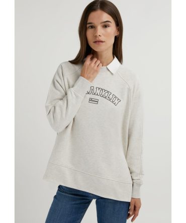 Varsity Oversized Crew Neck Sweatshirt Grey / Black